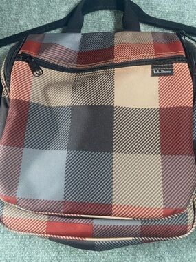 L.L. Bean Red, Gray and Tan Plaid Toiletry Bag
